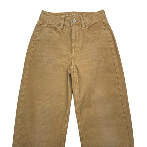 AMERICAN EAGLE Mom Straight Corduroy Pant Sz 000 Tan - Picture 4 of 8